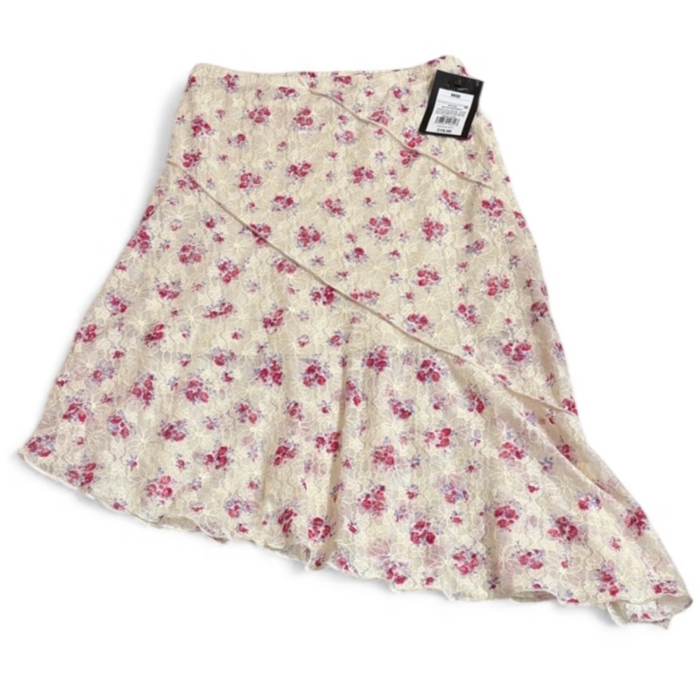 NWT Art Class Multi Colored Cream Floral Lace Asymmetrical Skirt Youth Size 8